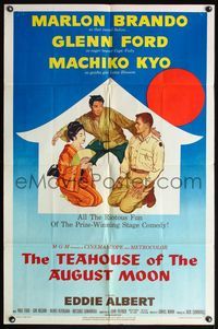 5d821 TEAHOUSE OF THE AUGUST MOON 1sh '56 art of Marlon Brando, Glenn Ford & Machiko Kyo!