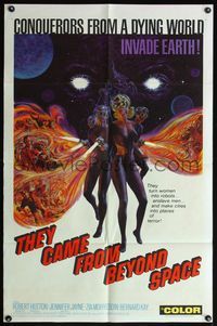 5d845 THEY CAME FROM BEYOND SPACE 1sh '67 conquerors from a dying world invade Earth, sci-fi art!