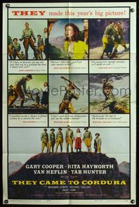 5d847 THEY CAME TO CORDURA 1sh '59 Gary Cooper, Rita Hayworth, Tab Hunter, Van Heflin!