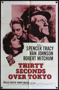 5d851 THIRTY SECONDS OVER TOKYO 1sh R55 pilots Spencer Tracy & Van Johnson + Phyllis Thaxter!