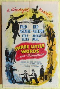 5d856 THREE LITTLE WORDS 1sh '50 art of Fred Astaire, Red Skelton & super sexy dancing Vera-Ellen!