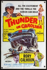 5d859 THUNDER IN CAROLINA 1sh '60 Rory Calhoun, artwork of the World Series of stock car racing!