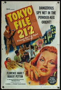 5d869 TOKYO FILE 212 1sh '51 cool art of secret agents in Japan, sexy smoking Florence Marly!