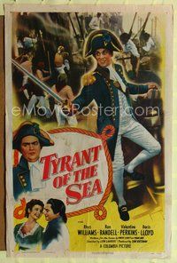 5d895 TYRANT OF THE SEA 1sh '50 Lew Landers, artwork of ship captain Rhys Williams!