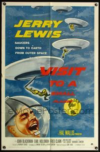 5d912 VISIT TO A SMALL PLANET 1sh '60 wacky alien Jerry Lewis saucers down to Earth from space!