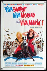 5d914 VIVA MARIA 1sh '66 Louis Malle, sexiest French babes Brigitte Bardot & Jeanne Moreau!