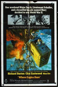 5d933 WHERE EAGLES DARE 1sh '68 Clint Eastwood, Richard Burton, Mary Ure, art by Frank McCarthy!