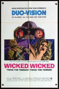 5d946 WICKED WICKED 1sh '73 Tiffany Bolling, twice the terror, sexy horror art!