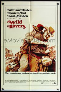 5d950 WILD ROVERS 1sh '71 great close up of William Holden & Ryan O'Neal on horse, Blake Edwards