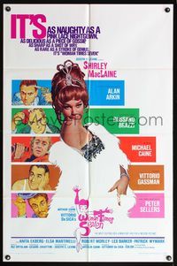 5d967 WOMAN TIMES SEVEN 1sh '67 sexy Shirley MacLaine is as naughty as a pink lace nightgown!