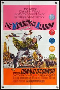 5d970 WONDERS OF ALADDIN 1sh '61 Mario Bava's Le Meraviglie di Aladino, art of Donald O'Connor!