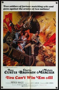 5d982 YOU CAN'T WIN 'EM ALL 1sh '70 action art of Tony Curtis, Charles Bronson, & Michele Mercier!