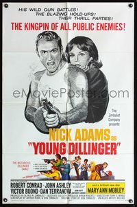 5d985 YOUNG DILLINGER 1sh '65 Nick Adams, Mary Ann Mobley, filmed with machine-gun speed!