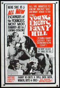 5d987 YOUNG EROTIC FANNY HILL 1sh '70 all she wanted to know about sex - she wasn't afraid to try!