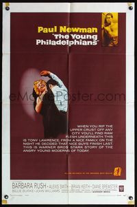 5d991 YOUNG PHILADELPHIANS 1sh '59 rich lawyer Paul Newman defends friend from murder charges!