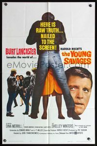 5d992 YOUNG SAVAGES 1sh '61 Burt Lancaster, John Frankenheimer, produced by Harold Hecht!