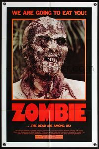 5d998 ZOMBIE 1sh '79 Zombi 2, Lucio Fulci classic, gross c/u of undead, we are going to eat you!