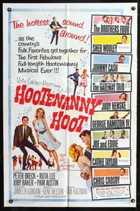 5e336 HOOTENANNY HOOT 1sh '63 Johnny Cash and a ton of top country music stars!