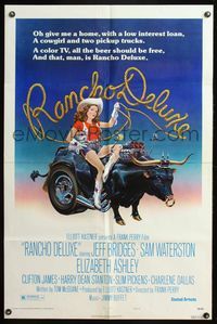 5e580 RANCHO DELUXE style B 1sh '75 Jeff Bridges, Sam Waterston, John Alvin art of sexy cowgirl!