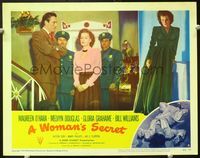 5f990 WOMAN'S SECRET LC#8 '49 great border art of Maureen O'Hara w/gun in Nicholas Ray noir!