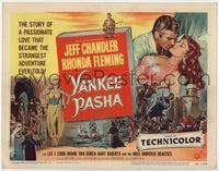 5f309 YANKEE PASHA TC '54 art of Jeff Chandler close up kissing sexy Rhonda Fleming!