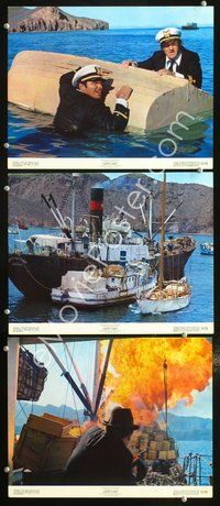 5g699 LUCKY LADY 3 color 11x14s '75 Gene Hackman & Burt Reynolds cling to upside-down boat!