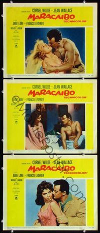 5g717 MARACAIBO 3 LCs '58 romantic images of Cornel Wilde, Abbe Lane & Jean Wallace!