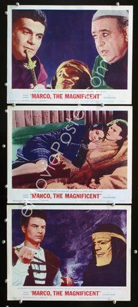 5g718 MARCO THE MAGNIFICENT 3 LCs '66 Omar Sharif, Akim Tamiroff, sexy Elsa Martinelli!