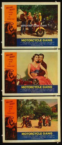 5g736 MOTORCYCLE GANG 3 LCs '57 AIP biker classic, great images of vintage bikes!