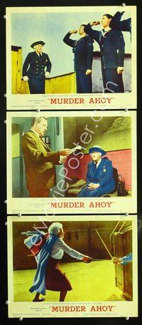 5g741 MURDER AHOY 3 LCs '64 Margaret Rutherford in jail, fencing!