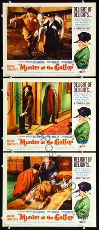 5g742 MURDER AT THE GALLOP 3 LCs '63 English detective Margaret Rutherford at race track!