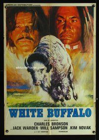 5k158 WHITE BUFFALO Italian 1sh '77 Charles Bronson, great different art by A. Ciriello!