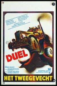 5k510 DUEL Belgian '72 Steven Spielberg, Dennis Weaver, different art of bizarre murder weapon!