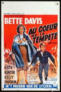 5k546 STORM CENTER Belgian '56 artwork of librarian Bette Davis, scenes of firemen vs. inferno!