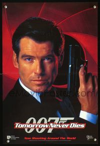 5k220 TOMORROW NEVER DIES DS int'l teaser mini poster '97 close image of Pierce Brosnan as James Bond 007!