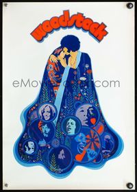 5k225 WOODSTOCK German 16.75x23.5 '70 great art from most classic rock & roll concert!