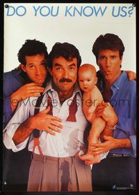 5k637 THREE MEN & A BABY teaser Japanese 29x41 '88 Tom Selleck, Ted Danson & Steve Guttenberg!