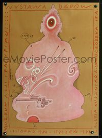 5k749 WYSTAWA DAROW Polish 26x36 '82 Nusantara Gallery, Starowieyski art of one-eyed figure!