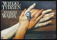 5k747 WIELKI TYDZIEN Polish 27x39 '95 Andrzej Wajda, Wieslaw Walkuski art of hands nailed to board!