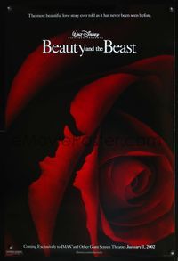 5m136 BEAUTY & THE BEAST DS IMAX advance 1sh R2002 Walt Disney cartoon classic, cast in rose!