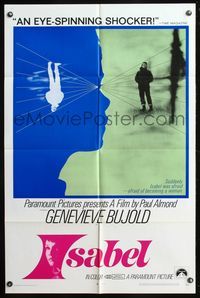 5q412 ISABEL 1sh '68 weird art of Genevieve Bujold in an eye-spinning Canadian shocker!