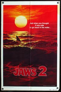 5q431 JAWS 2 teaser 1sh '78 just when you thought it was safe to go back in the water!