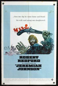 5q435 JEREMIAH JOHNSON int'l 1sh '72 cool artwork of Robert Redford, directed by Sydney Pollack!