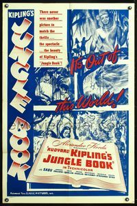 5q443 JUNGLE BOOK 1sh R47 directed by Zoltan Korda, Sabu, Rudyard Kipling story!