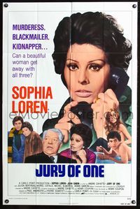 5q444 JURY OF ONE 1sh '75 Verdict, Sophia Loren, Jean Gabin, Andre Cayatte!