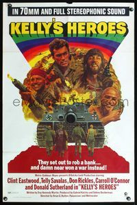 5q452 KELLY'S HEROES 1sh '70 Clint Eastwood, Telly Savalas, Don Rickles, Donald Sutherland, WWII!