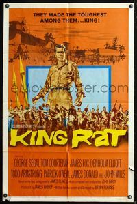 5q465 KING RAT 1sh '65 art of George Segal, from novel by James Clavell, World War II POWs!