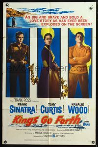 5q468 KINGS GO FORTH 1sh '58 full-length portraits of Frank Sinatra, Tony Curtis & Natalie Wood!