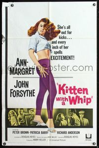 5q474 KITTEN WITH A WHIP 1sh '64 great full-length artwork of sexy Ann-Margret!