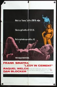 5q480 LADY IN CEMENT 1sh '68 Frank Sinatra & three images of sexy Raquel Welch!